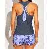 imageYonique 3 Piece Athletic Tankini Swimsuits for Women with Shorts Swim Tank Tops with Sports Bra and Boyshorts Bathing SuitsBlue Tie Dye