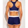 imageYonique 3 Piece Athletic Tankini Swimsuits for Women with Shorts Swim Tank Tops with Sports Bra and Boyshorts Bathing SuitsBlue White