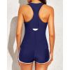 imageYonique 3 Piece Athletic Tankini Swimsuits for Women with Shorts Swim Tank Tops with Sports Bra and Boyshorts Bathing SuitsBlue White