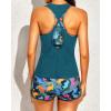 imageYonique 3 Piece Athletic Tankini Swimsuits for Women with Shorts Swim Tank Tops with Sports Bra and Boyshorts Bathing SuitsBlue and Green Dinosaur