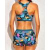 imageYonique 3 Piece Athletic Tankini Swimsuits for Women with Shorts Swim Tank Tops with Sports Bra and Boyshorts Bathing SuitsBlue and Green Dinosaur