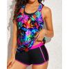 imageYonique 3 Piece Athletic Tankini Swimsuits for Women with Shorts Swim Tank Tops with Sports Bra and Boyshorts Bathing SuitsColorful Leaves