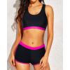 imageYonique 3 Piece Athletic Tankini Swimsuits for Women with Shorts Swim Tank Tops with Sports Bra and Boyshorts Bathing SuitsColorful Leaves