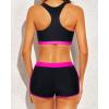 imageYonique 3 Piece Athletic Tankini Swimsuits for Women with Shorts Swim Tank Tops with Sports Bra and Boyshorts Bathing SuitsColorful Leaves