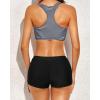 imageYonique 3 Piece Athletic Tankini Swimsuits for Women with Shorts Swim Tank Tops with Sports Bra and Boyshorts Bathing SuitsGreen and Stripe