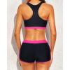 imageYonique 3 Piece Athletic Tankini Swimsuits for Women with Shorts Swim Tank Tops with Sports Bra and Boyshorts Bathing SuitsHot Pink  Black