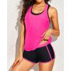 imageYonique 3 Piece Athletic Tankini Swimsuits for Women with Shorts Swim Tank Tops with Sports Bra and Boyshorts Bathing SuitsHot Pink  Black