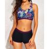 imageYonique 3 Piece Athletic Tankini Swimsuits for Women with Shorts Swim Tank Tops with Sports Bra and Boyshorts Bathing SuitsMaroon