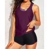 imageYonique 3 Piece Athletic Tankini Swimsuits for Women with Shorts Swim Tank Tops with Sports Bra and Boyshorts Bathing SuitsMaroon