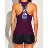imageYonique 3 Piece Athletic Tankini Swimsuits for Women with Shorts Swim Tank Tops with Sports Bra and Boyshorts Bathing SuitsMaroon