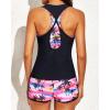 imageYonique 3 Piece Athletic Tankini Swimsuits for Women with Shorts Swim Tank Tops with Sports Bra and Boyshorts Bathing SuitsPink Tree