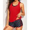 imageYonique 3 Piece Athletic Tankini Swimsuits for Women with Shorts Swim Tank Tops with Sports Bra and Boyshorts Bathing SuitsRed
