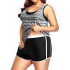 imageYonique 3 Piece Athletic Tankini Swimsuits for Women with Shorts Swim Tank Tops with Sports Bra and Boyshorts Bathing SuitsTribal