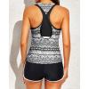 imageYonique 3 Piece Athletic Tankini Swimsuits for Women with Shorts Swim Tank Tops with Sports Bra and Boyshorts Bathing SuitsTribal