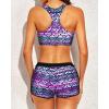 imageYonique 3 Piece Athletic Tankini Swimsuits for Women with Shorts Swim Tank Tops with Sports Bra and Boyshorts Bathing SuitsTribal Pattern