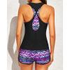 imageYonique 3 Piece Athletic Tankini Swimsuits for Women with Shorts Swim Tank Tops with Sports Bra and Boyshorts Bathing SuitsTribal Pattern