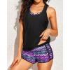imageYonique 3 Piece Athletic Tankini Swimsuits for Women with Shorts Swim Tank Tops with Sports Bra and Boyshorts Bathing SuitsTribal Pattern