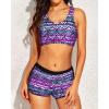 imageYonique 3 Piece Athletic Tankini Swimsuits for Women with Shorts Swim Tank Tops with Sports Bra and Boyshorts Bathing SuitsTribal Pattern