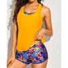 imageYonique 3 Piece Athletic Tankini Swimsuits for Women with Shorts Swim Tank Tops with Sports Bra and Boyshorts Bathing SuitsYellow  Floral