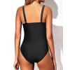 imageYonique Women One Piece Swimsuit Tummy Control Vintage Bathing Suit Ruched SwimwearBlack