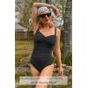 imageYonique Women One Piece Swimsuit Tummy Control Vintage Bathing Suit Ruched SwimwearBlack