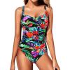 imageYonique Women One Piece Swimsuit Tummy Control Vintage Bathing Suit Ruched SwimwearFloral