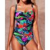 imageYonique Women One Piece Swimsuit Tummy Control Vintage Bathing Suit Ruched SwimwearFloral