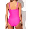 imageYonique Women One Piece Swimsuit Tummy Control Vintage Bathing Suit Ruched SwimwearHot Pink