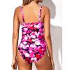 imageYonique Women One Piece Swimsuit Tummy Control Vintage Bathing Suit Ruched SwimwearPink White Flower