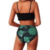 imageYonique Womens Bandeau Bikini Set Two Piece Smocked Swimsuits Ruffle Off Shoulder Bathing Suit with High Waisted BottomsBlack