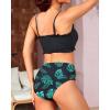 imageYonique Womens Bandeau Bikini Set Two Piece Smocked Swimsuits Ruffle Off Shoulder Bathing Suit with High Waisted BottomsBlack