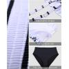 imageYonique Womens Bandeau Bikini Set Two Piece Smocked Swimsuits Ruffle Off Shoulder Bathing Suit with High Waisted BottomsBlack and White Stripe