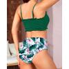 imageYonique Womens Bandeau Bikini Set Two Piece Smocked Swimsuits Ruffle Off Shoulder Bathing Suit with High Waisted BottomsGreen