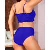 imageYonique Womens Bandeau Bikini Set Two Piece Smocked Swimsuits Ruffle Off Shoulder Bathing Suit with High Waisted BottomsRoyal Blue