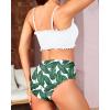 imageYonique Womens Bandeau Bikini Set Two Piece Smocked Swimsuits Ruffle Off Shoulder Bathing Suit with High Waisted BottomsWhite