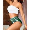 imageYonique Womens Bandeau Bikini Set Two Piece Smocked Swimsuits Ruffle Off Shoulder Bathing Suit with High Waisted BottomsWhite