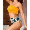imageYonique Womens Bandeau Bikini Set Two Piece Smocked Swimsuits Ruffle Off Shoulder Bathing Suit with High Waisted BottomsYellow