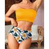 imageYonique Womens Bandeau Bikini Set Two Piece Smocked Swimsuits Ruffle Off Shoulder Bathing Suit with High Waisted BottomsYellow