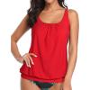 imageYonique Womens Blouson Tankini Top No Bottom Loose Fit Swim Top Modest Tank Top Red XL