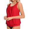 imageYonique Womens Blouson Tankini Top No Bottom Loose Fit Swim Top Modest Tank Top Red XL