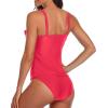 imageYonique Womens Two Piece Swimsuits Ruffle Flounce Tankini Tummy Control Bathing Suits V Neck Swimwear Red XL