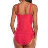 imageYonique Womens Two Piece Swimsuits Ruffle Flounce Tankini Tummy Control Bathing Suits V Neck Swimwear Red XL