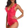 imageYonique Womens Two Piece Swimsuits Ruffle Flounce Tankini Tummy Control Bathing Suits V Neck Swimwear Red XL