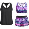 imageYonique 3 Piece Athletic Tankini Swimsuits for Women with Shorts Swim Tank Tops with Sports Bra and Boyshorts Bathing SuitsTribal Pattern