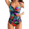 imageYonique Women One Piece Swimsuit Tummy Control Vintage Bathing Suit Ruched SwimwearFloral