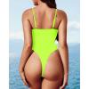 imageYonique Cut Out One Piece Swimsuit Drawstring Thong Bathing Suit High Cut SwimwearNeon Green