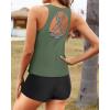 imageYonique Tankini Swimsuits for Women 3 Piece Bathing Suits Swim Tank Top with Boy Shorts and Bra Modest SwimwearArmy Green