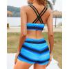 imageYonique Tankini Swimsuits for Women 3 Piece Bathing Suits Swim Tank Top with Boy Shorts and Bra Modest SwimwearBlack  Gradient Blue
