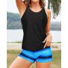 imageYonique Tankini Swimsuits for Women 3 Piece Bathing Suits Swim Tank Top with Boy Shorts and Bra Modest SwimwearBlack  Gradient Blue