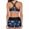 imageYonique Tankini Swimsuits for Women 3 Piece Bathing Suits Swim Tank Top with Boy Shorts and Bra Modest SwimwearBlack  Leaf 01